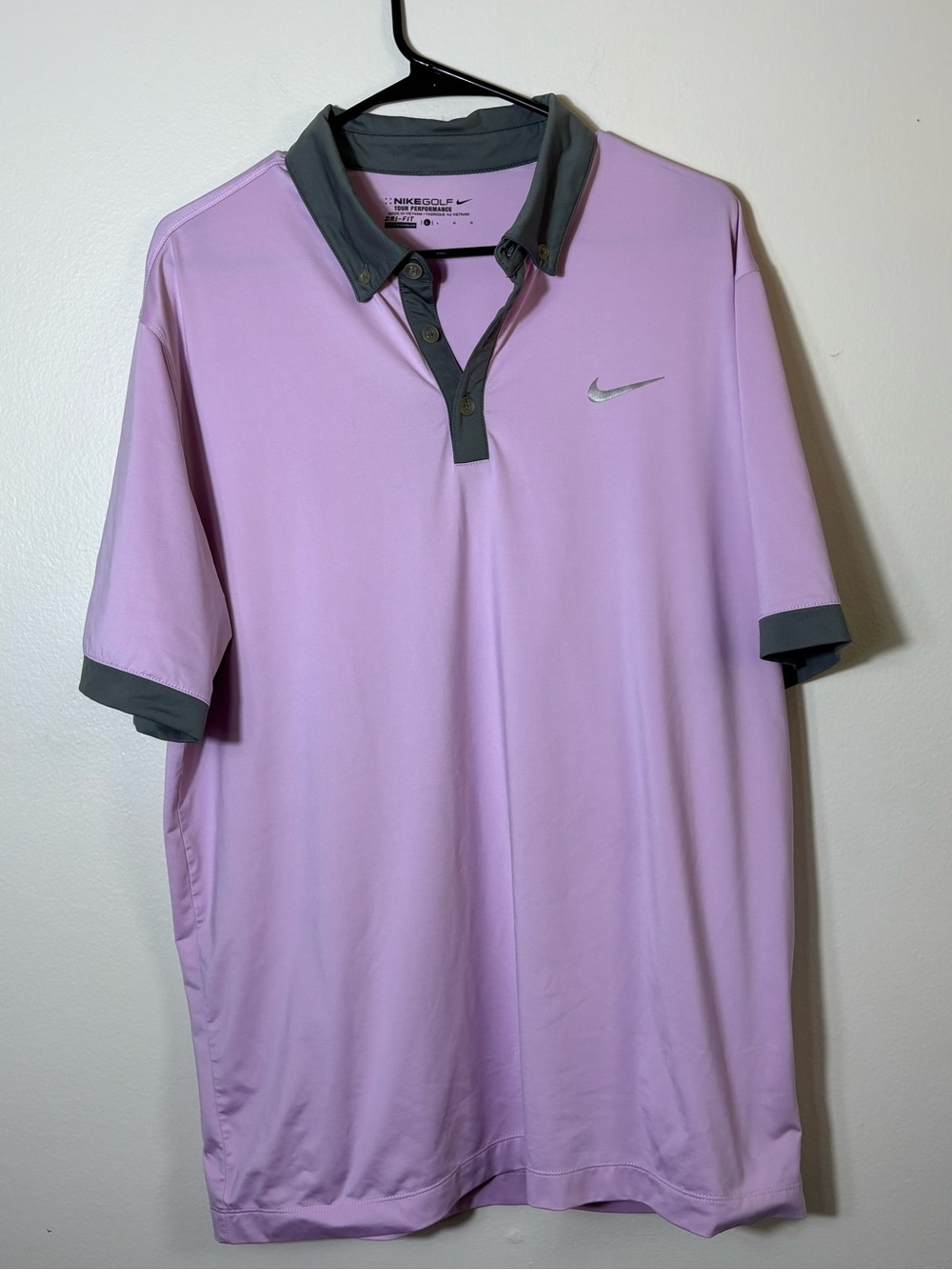 Men’s Nike Polo Pink And Grey Nike Golf Tour Performance Dri-Fit Polo Shirt